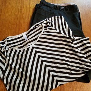 LuLaRoe Black and White Striped Tee